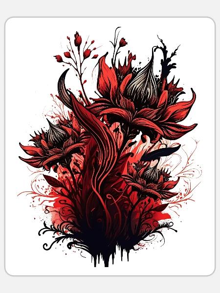 Desire: Red Flowers Kindling Love's Flame - Sticker - white matte