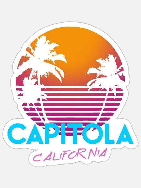 Capitola California Retro 80 s Sunset - Sticker - white matte