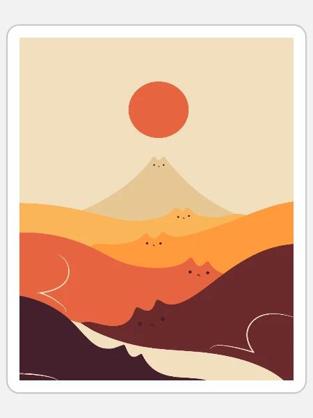 Cat Landscape - Sticker - white matte