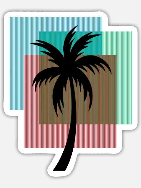 Palm Tree In Colorful Geometric Shapes - Sticker - white matte