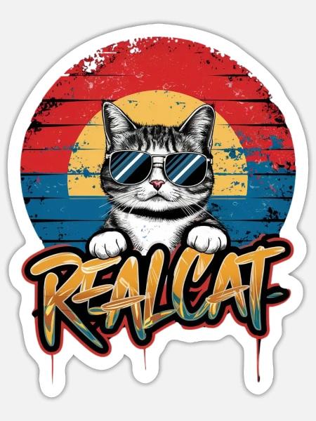 Real Cat 1 - Sticker - white matte