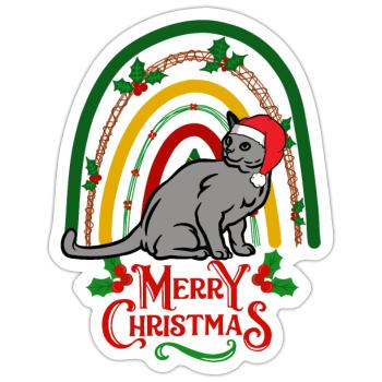 Russian Blue Cat Christmas - Sticker - white matte - Front