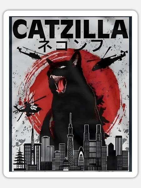 Catzilla Cat - Sticker - white matte