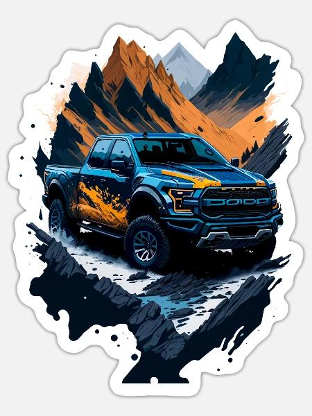 illustration 4x4 offroad vehicle - Sticker - white matte