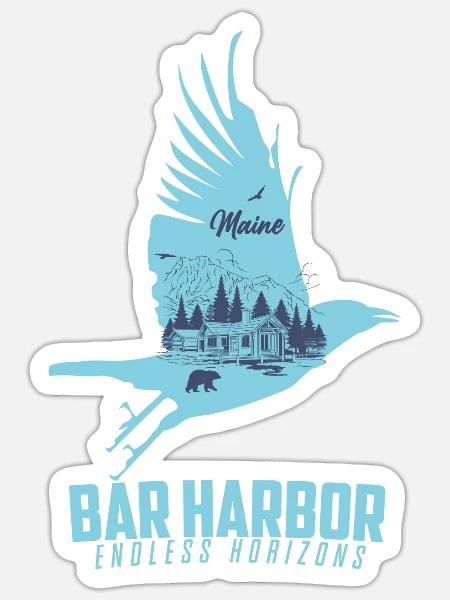 Bar harbor Maine mountain town life - Sticker - white matte
