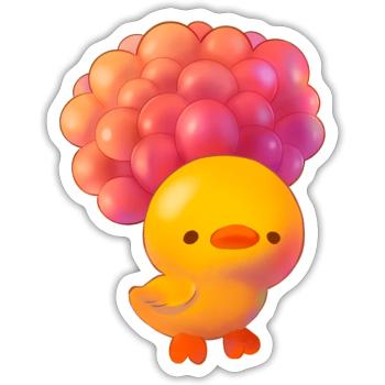 Ducky Flying With Balloons - Sticker - white matte - Front
