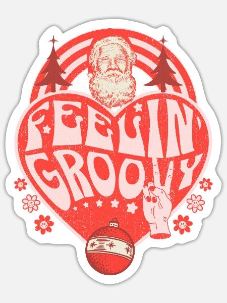 Groovy Retro Style Christmas Santa - Sticker - white matte
