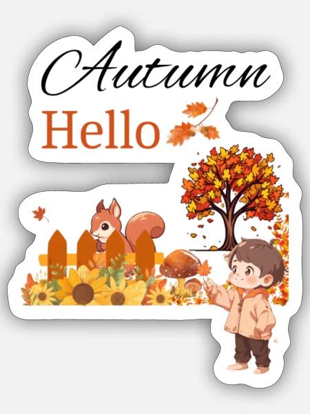 Hello Autumn - Sticker - white matte