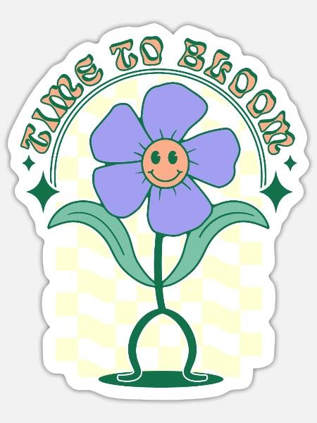 time to bloom - Sticker - white matte