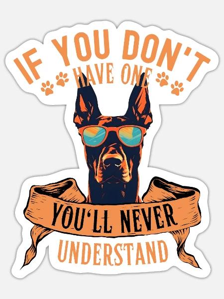 Doberman with sunglasses - Sticker - white matte