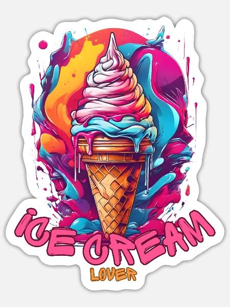 ice cream lover - Sticker - white matte