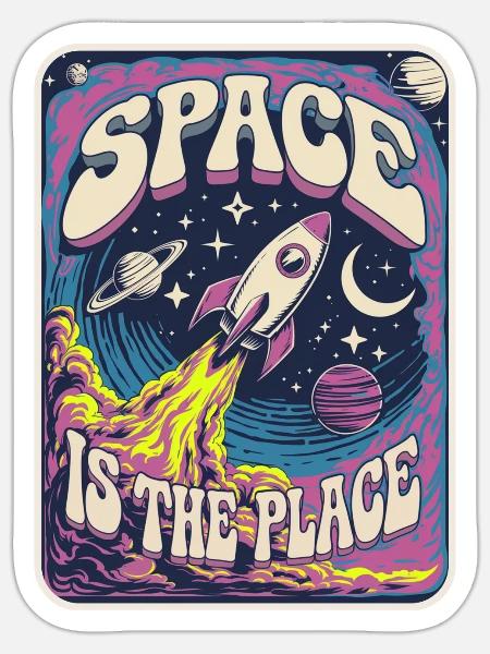 Rocket to Space | Retro Space - Sticker - white matte