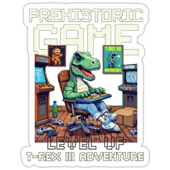 t-rex prehistoric game - Sticker - white matte - Front