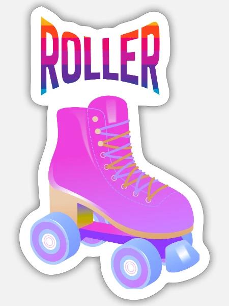 Neon Roller Skate Pop Art - Sticker - white matte