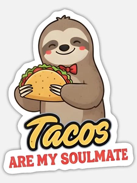 Taco Soulmate Sloth - Sticker - white matte