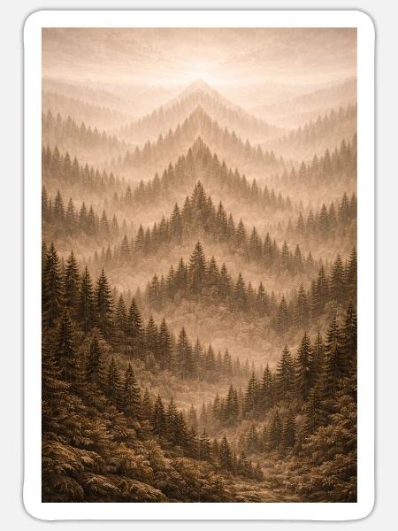  Quiet Symmetry — Layered Forest Hills - Sticker - white matte