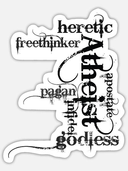 Atheist Word Cloud (black) - Sticker - white matte