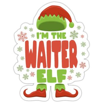 Waiter Christmas Elf - Sticker - white matte - Front