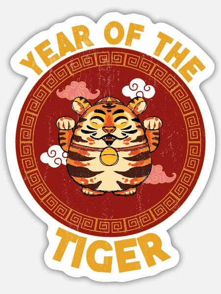 Chinese Zodiac Lunar Year Of The Tiger - Sticker - white matte