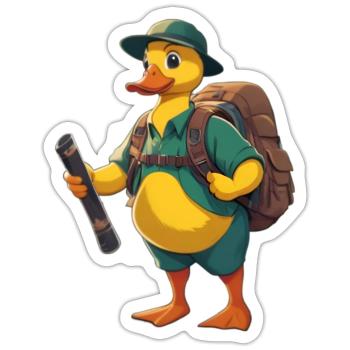 Adventure-Explorer Ducky - Sticker - white matte - Front