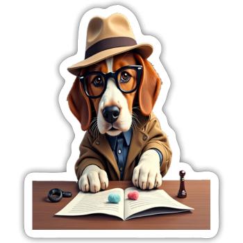 Sock Mystery Detective Dog - Sticker - white matte - Front