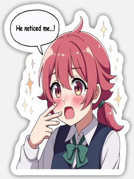 Shy anime girl from boys - Sticker - white matte