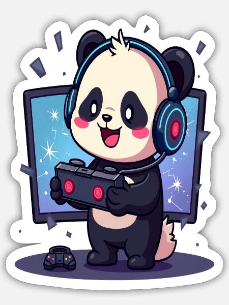 Gaming Panda Rage Quit – GG No Bamboo - Sticker - white matte