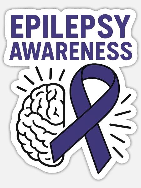 Epilepsy Awareness Purple Ribbon - Sticker - white matte