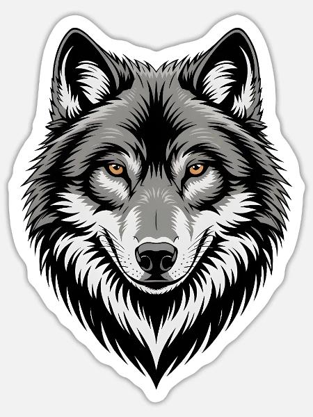 Wolf Head – Bold Vector Wild Animal Design - Sticker - white matte
