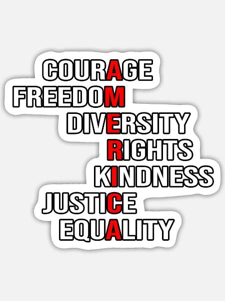 Equality and Justice Word Stack - Sticker - white matte