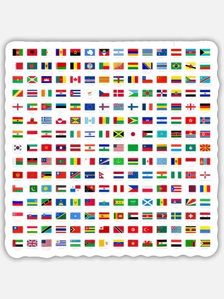 World Flags T Shirt - Sticker - white matte