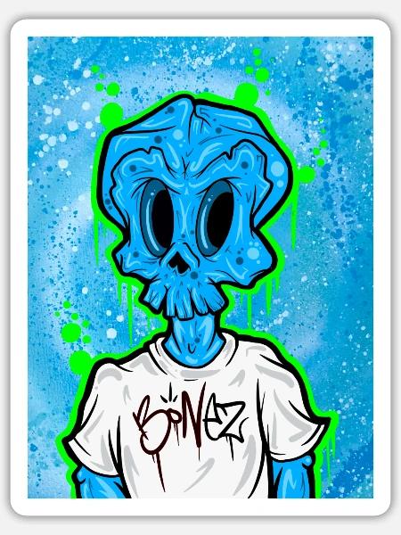 Bonez “Skull Boy” - Sticker - white matte