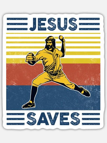 Jesus Saves Baseball - Sticker - white matte