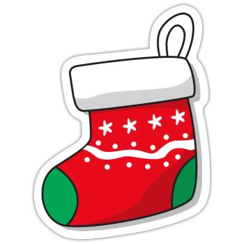 Cute Christmas Sock Design - Sticker - white matte - Front
