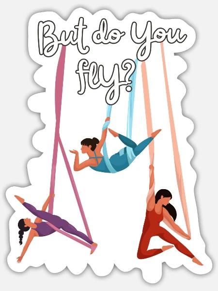 Funny Aerialist Cartoon Art - Sticker - white matte