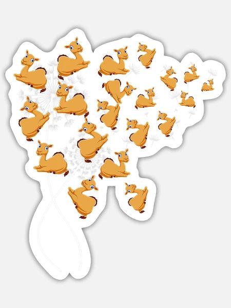 Flowers Dandelion Camels Collection Costume - Sticker - white matte