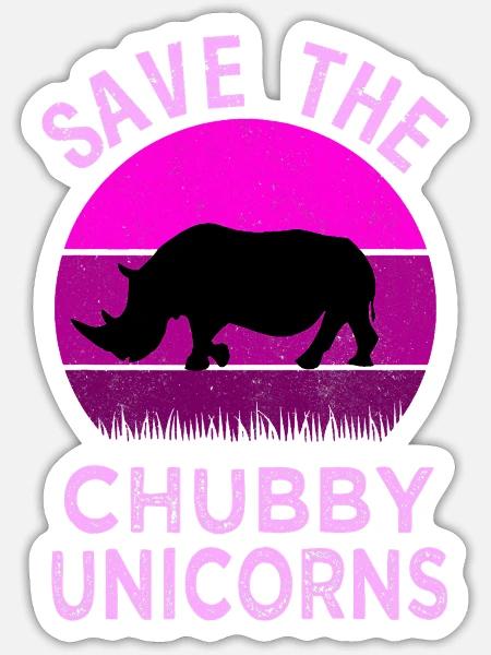 Save The Chubby Unicorns Retro Style Rhino 3 - Sticker - white matte