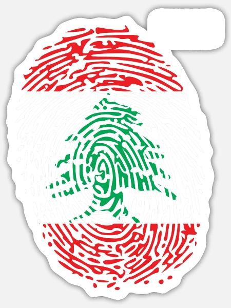 Lebanese Fingerprint Lebanon Flag Lebanese Roots - Sticker - white matte