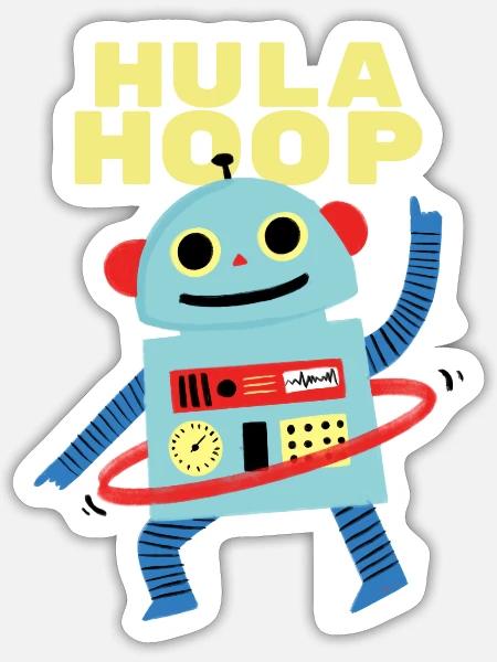 Hula Hoop Robot - Sticker - white matte