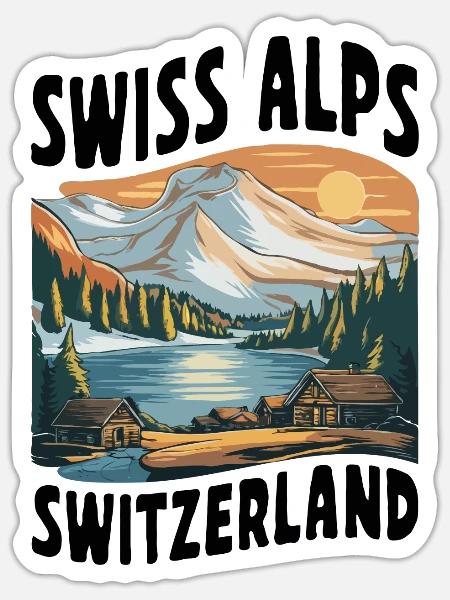 Swiss Alps. - Sticker - white matte