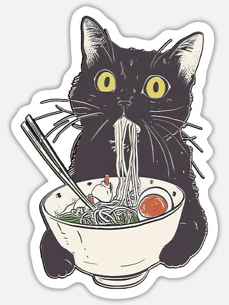 Ramen Cat - Sticker - white matte