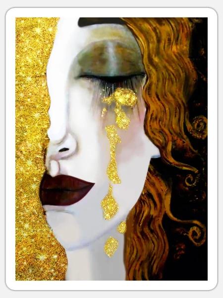 Golden Tears, Gustav Klimt - Sticker - white matte