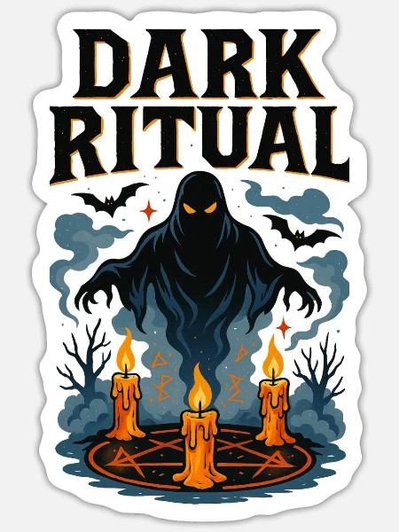 Dark Ritual – Specter, Candles & Pentagram - Sticker - white matte