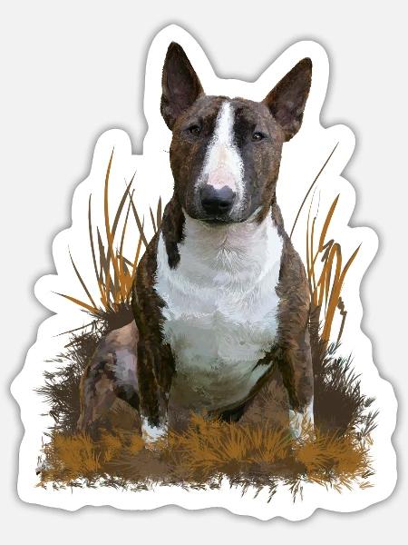Bull Terrier in Golden Grass - Sticker - white matte