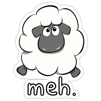 Meh Sheep Cartoon - Sticker - white matte - Front