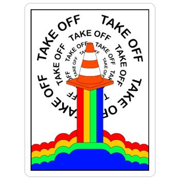 Safety Cone Rocket Rainbow Smoke Funny - Sticker - white matte - Front