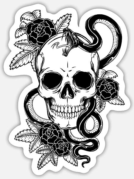 Floral skull - Sticker - white matte