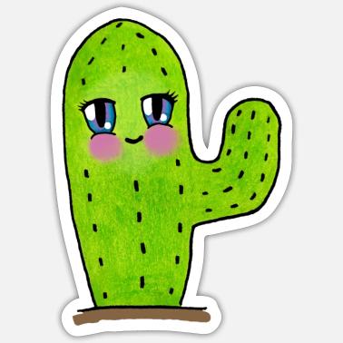 Happy Cactus Smiling Blushing Chibi' Sticker | Spreadshirt