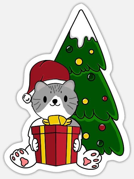 meow merry - Sticker - white matte