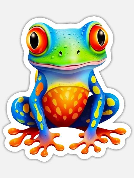 Colorful Frog - Sticker - white matte